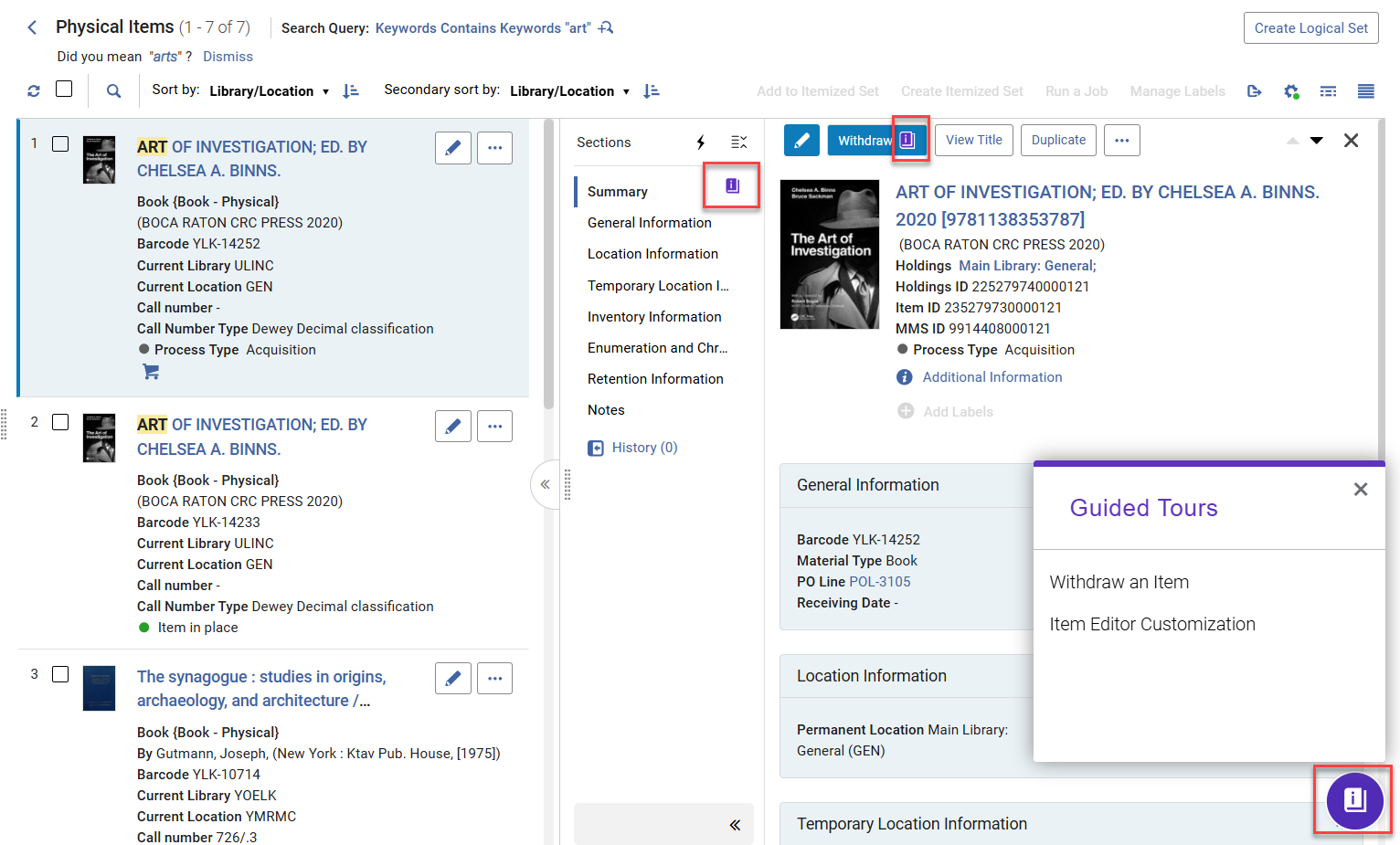The Guided Tours main page.